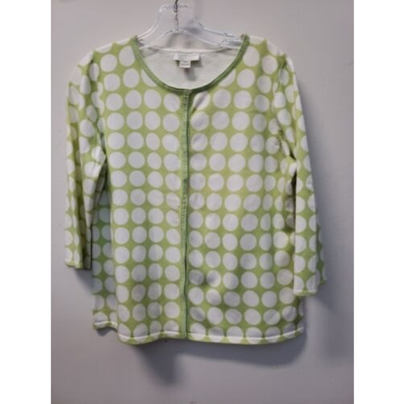 Sweaters - Christopher & Banks Green White Polka Dot Cardigan Sweater Women's Size XL